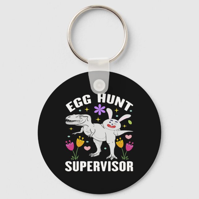 Egg Hunt Supervisor And Egg Hunting Squad Moms Eas Keychain (Front)