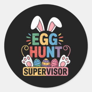 Egg Hunt Supervisor Bunny Paws Easter Party Matchi Classic Round Sticker
