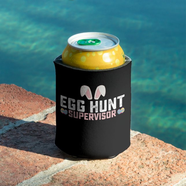 Egg Hunt Supervisor Funny Easter Bunny Rabbit Can Cooler (In Situ Pool)