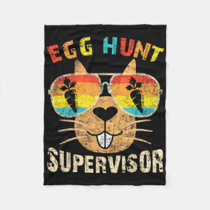 Egg Hunt Supervisor Retro Egg Hunting Party Mom Da Fleece Blanket