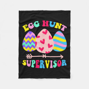 Egg Hunt Supervisor Retro Egg Hunting Party Mom Da Fleece Blanket