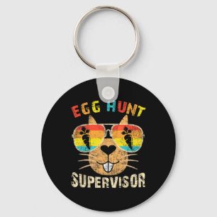 Egg Hunt Supervisor Retro Egg Hunting Party Mom Da Keychain