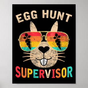 Egg Hunt Supervisor Retro Egg Hunting Party Mom Da Poster