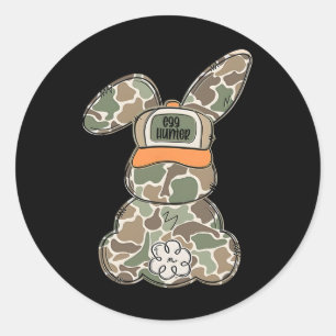 Egg Hunter Bunny With Byckward Cap Hunting Easter  Classic Round Sticker