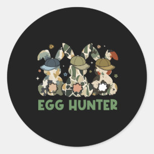 Egg Hunter Bunny With Byckward Cap Hunting Easter  Classic Round Sticker