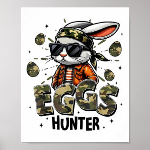Egg Hunter Camo Hunter Happy Easter Day Kids Boys  Poster