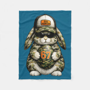 Egg hunter cute rabbit easter bunny egg camo fleece blanket
