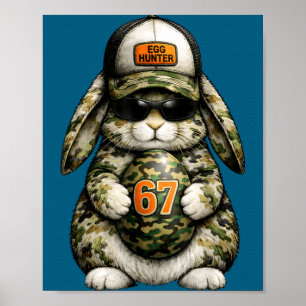 Egg hunter cute rabbit easter bunny egg camo poster