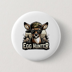 Egg Hunter Deer Buck Backward Cap Deer Hunting Eas 2 Inch Round Button