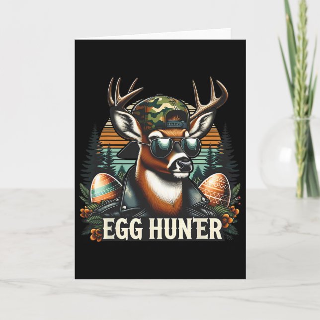Egg Hunter Deer Buck Backward Cap Deer Hunting Eas Card (Front)
