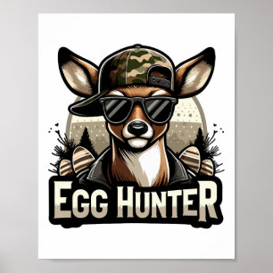 Egg Hunter Deer Buck Backward Cap Deer Hunting Eas Poster