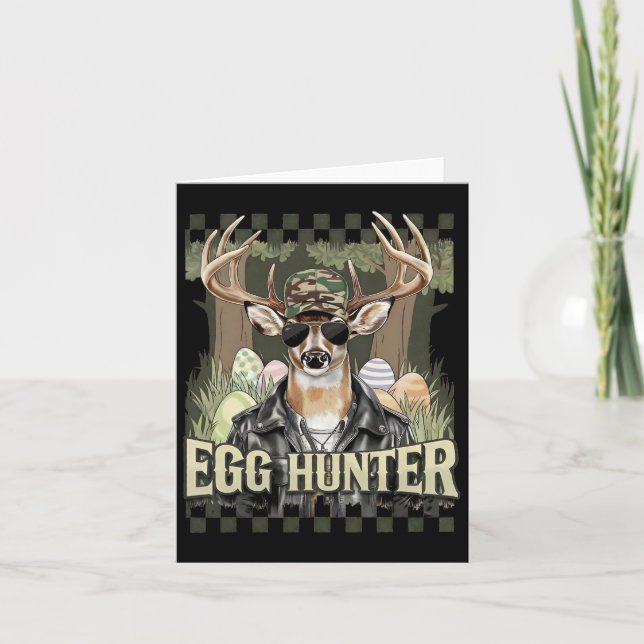 Egg Hunter Deer Buck Byckward Cap Deer Hunting Eas Card (Front)