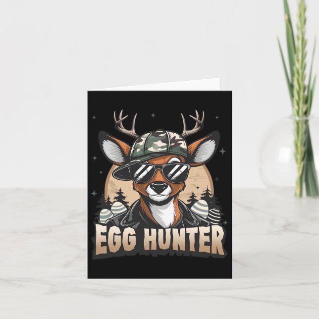 Egg Hunter Deer Buck Byckward Cap Deer Hunting Eas Card (Front)