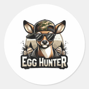 Egg Hunter Deer Buck Byckward Cap Deer Hunting Eas Classic Round Sticker