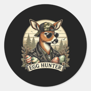 Egg Hunter Deer Buck Byckward Cap Deer Hunting Eas Classic Round Sticker