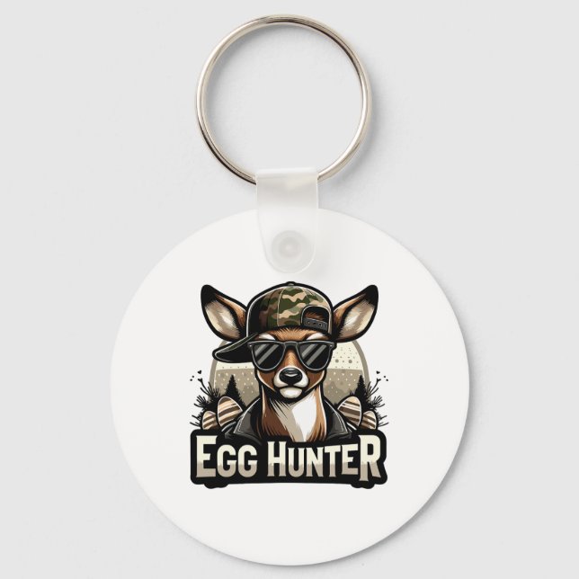 Egg Hunter Deer Buck Byckward Cap Deer Hunting Eas Keychain (Front)