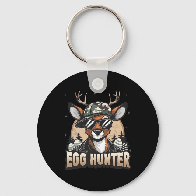 Egg Hunter Deer Buck Byckward Cap Deer Hunting Eas Keychain (Front)
