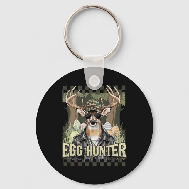 Egg Hunter Deer Buck Byckward Cap Deer Hunting Eas Keychain (Front)