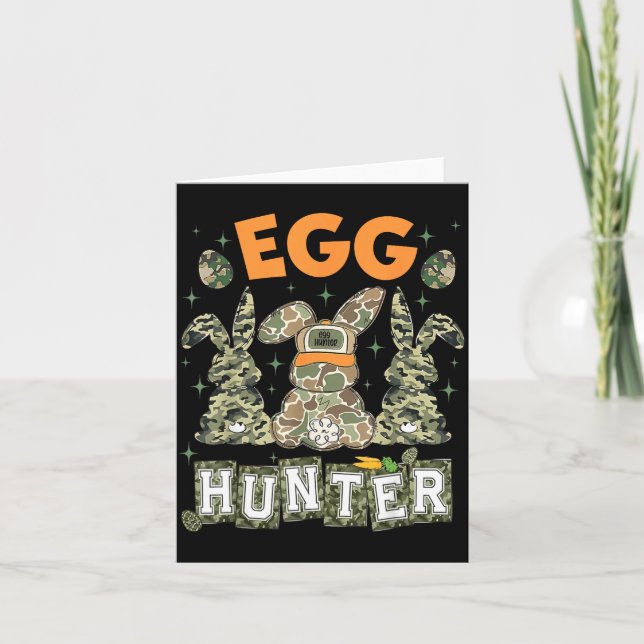 Egg Hunter Deer Buck Camo Cap Deer Hunting Easter Card (Front)