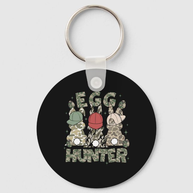 Egg Hunter Deer Buck Camo Cap Deer Hunting Easter  Keychain (Front)