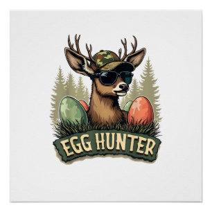 Egg Hunter Deer Buck Happy Easter Day Eggs Boys Ki Poster