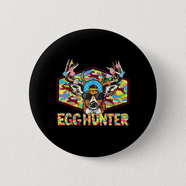 Egg Hunter Easter Deer Camo Buck Sunglasses Boys 2 Inch Round Button (Front)
