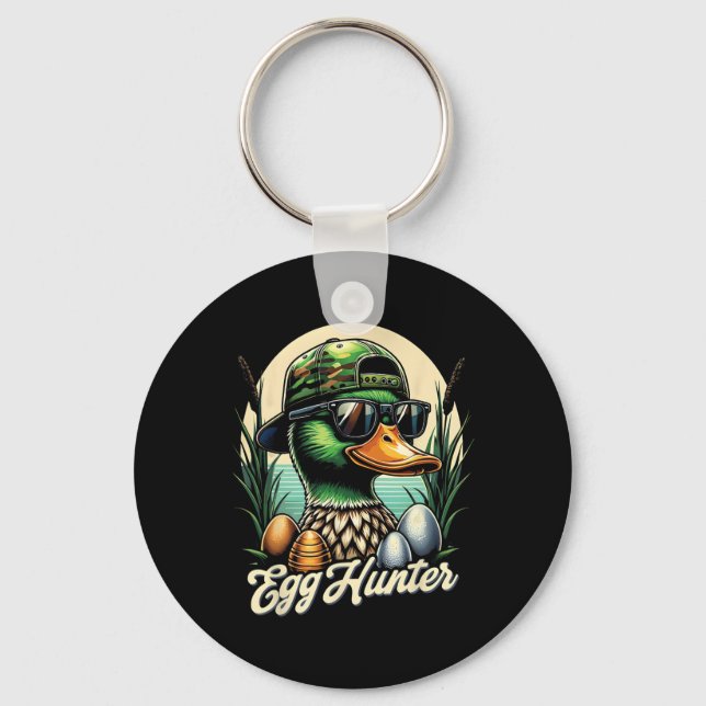 Egg Hunter Funny Easter Duck Egg Hunting  Keychain (Front)