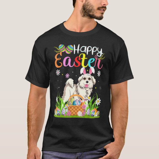 Egg Hunting Bunny Great Pyrenees Dog Happy Easter T-Shirt (Front)