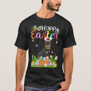Egg Hunting Bunny Rottweiler Dog Happy Easter T-Shirt