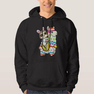 Egg Hunting Llama Bunny Cute Sloth Riding Llama Ea Hoodie