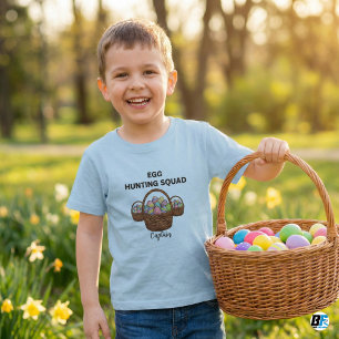 Egg Hunting Squad Captain Customised Cute Easter Baby T-Shirt