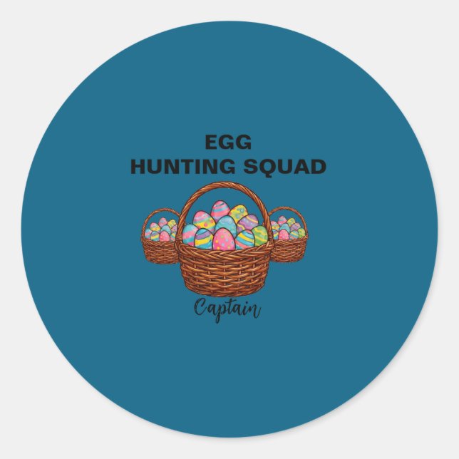 Egg hunting squad captain customised cute easter classic round sticker (Front)
