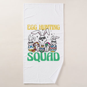 Egg Hunting Squad Easter Funny Kid Easter Egg Hunt Bath Towel
