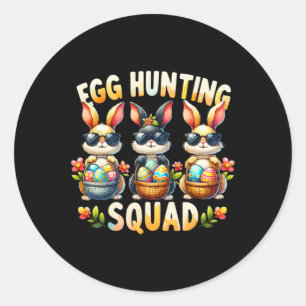 Egg Hunting Squad Happy Easter Day Bunny Egg Hunt Classic Round Sticker