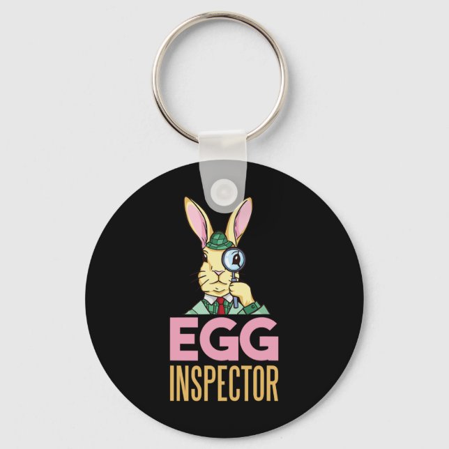 Egg Inspector Easter Bunny Funny Rabbit Egg Huntin Keychain (Front)