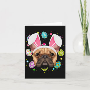 Egg Lover Bunny Ear French Bulldog Face Easter Sun Card
