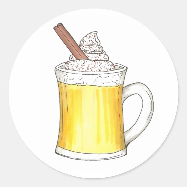 Egg Nog Eggnog Christmas Warm Winter Holiday Drink Classic Round Sticker (Front)