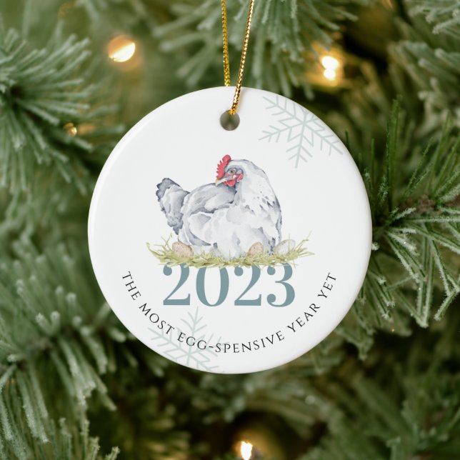 Egg Prices | Funny Groceries Christmas 2023 Ceramic Ornament (Tree)