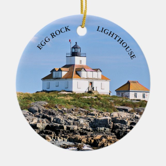 Egg Rock Lighthouse, Bar Harbour Maine Ornament (Front)