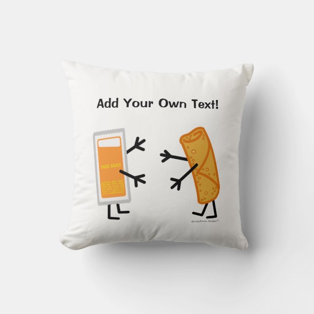Egg Roll & Duck Sauce (Customizable) Throw Pillow (Front)