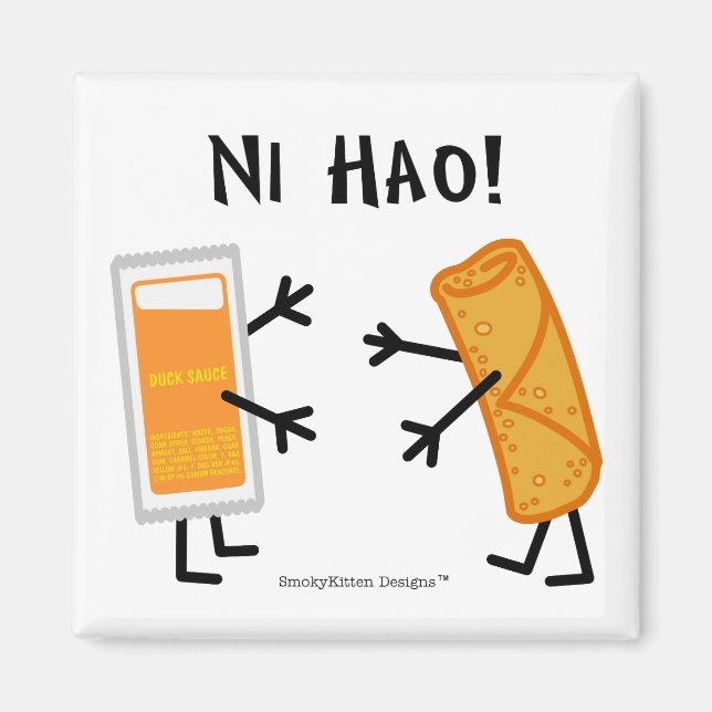 Egg Roll & Duck Sauce - Ni Hao! Magnet (Front)