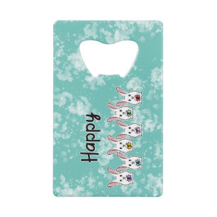 Egg Shaped Easter Rabbits Credit Card Bottle Opener