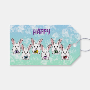 Egg Shaped Easter Rabbits Gift Tags