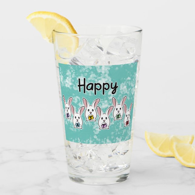 Egg Shaped Easter Rabbits Glass (Front Ice)