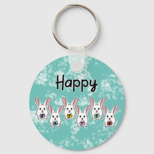 Egg Shaped Easter Rabbits Keychain