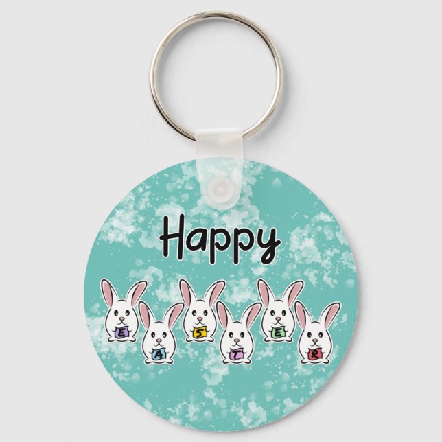 Egg Shaped Easter Rabbits Keychain (Front)