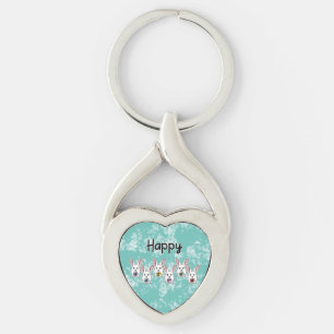 Egg Shaped Easter Rabbits Keychain