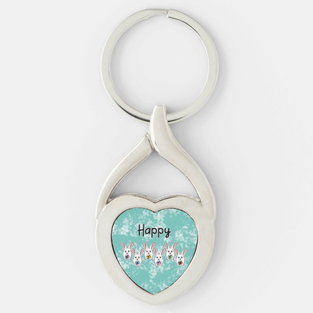 Egg Shaped Easter Rabbits Keychain (Front)