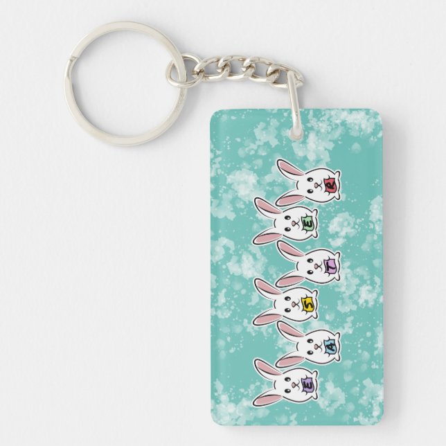Egg Shaped Easter Rabbits Keychain (Front)