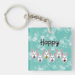 Egg Shaped Easter Rabbits Keychain